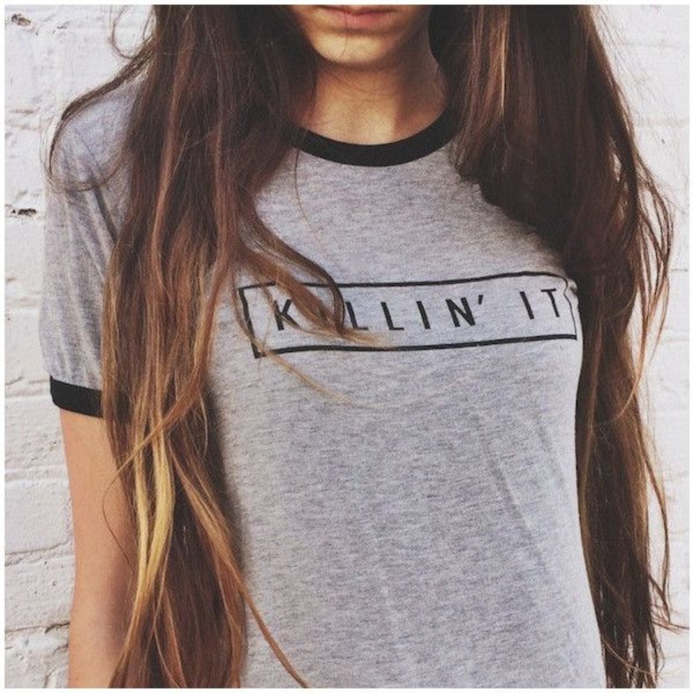 Brandy Melville Killin' It Cropped Ringer Tee